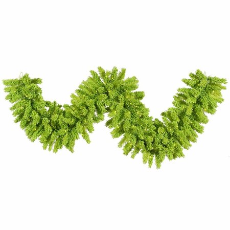 VICKERMAN Flocked Lime Durl-Lit Garland with Lime LED Lights, 9 ft. x 14 in. K168615LED